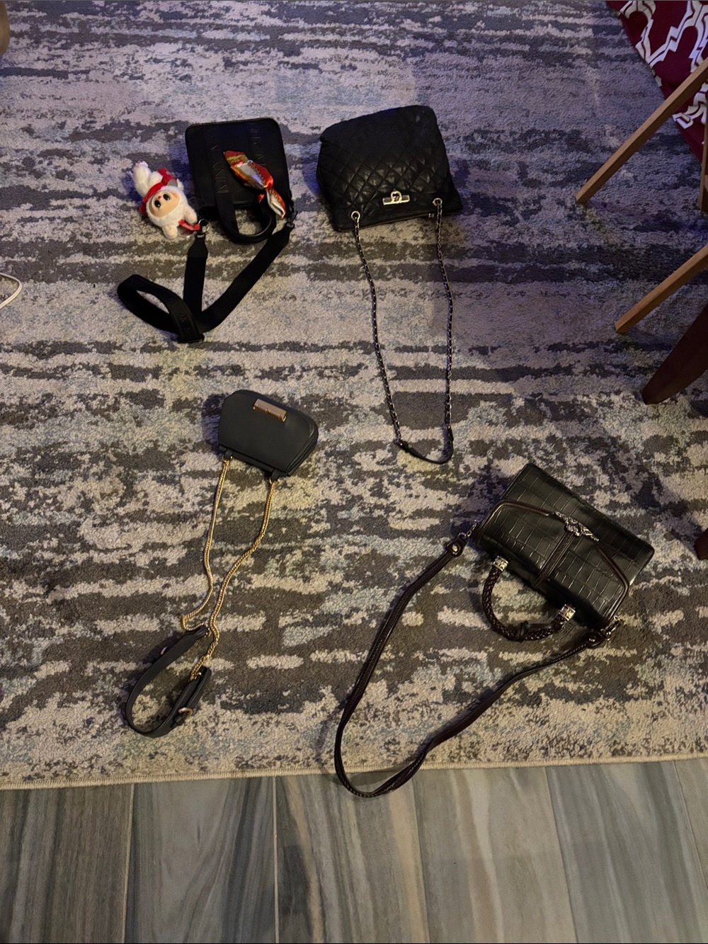 Black Quilted Chain-Handle Shoulder Bag - Branded crossbody bags- bundle of four